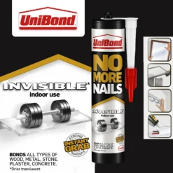 UniBond No More Nails Invisible Grab Adhesive Cartridge 285g -Haris Home Shop 12807949 5605032996754631