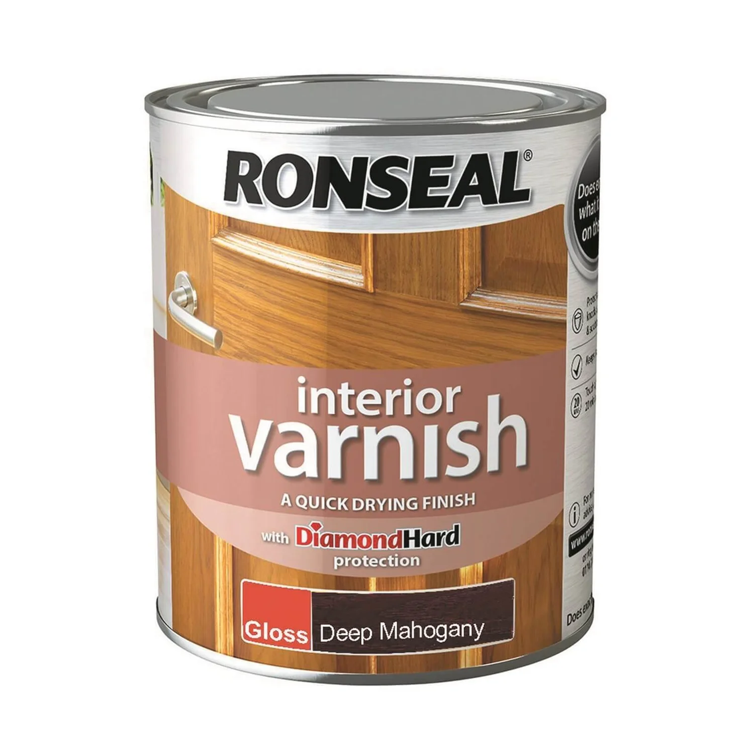Ronseal Interior Varnish Gloss Deep Mahogany - 750ml 1 Ronseal Interior Varnish Gloss Deep Mahogany - 750ml