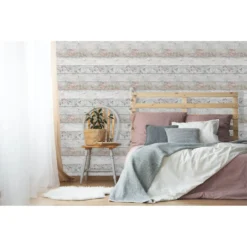 Fresco Distressed Wood Floral Wallpaper -Haris Home Shop 12814814 2064833191846538