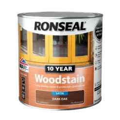 Ronseal 10 Year Woodstain Dark Oak Satin - 2.5L -Haris Home Shop 12820837 4254831917758883