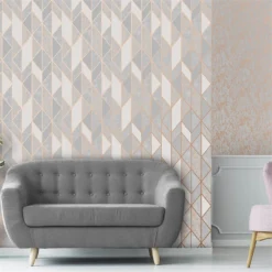 Superfresco Milan Geo Rose Gold Wallpaper -Haris Home Shop 12829367 1844833171897972