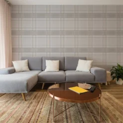 Superfresco Rhea Plaid Grey Rose Gold Wallpaper -Haris Home Shop 12834903 1444833172196106
