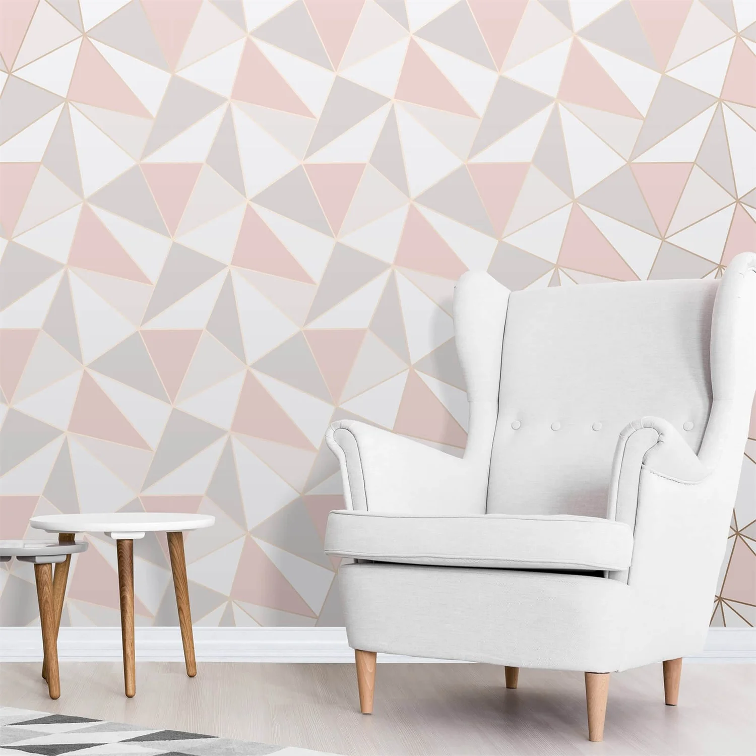 Fresco Apex Geometric Wallpaper - Pink & Rose Gold 2 Fresco Apex Geometric Wallpaper - Pink & Rose Gold - Image 2