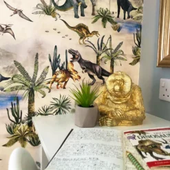 Belgravia Décor Dinosaur Kingdom Smooth Grey Wallpaper -Haris Home Shop 12837873 1204980393797856