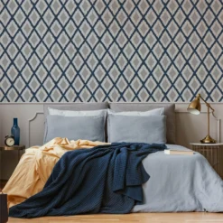 Fresco Ikat Wallpaper - Blue 4 Fresco Ikat Wallpaper - Blue -Haris Home Shop 12837894 1704833224808645