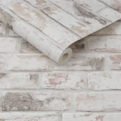 Fresco Distressed Brick Wallpaper - Pastel -Haris Home Shop 12838043 6144833224785644