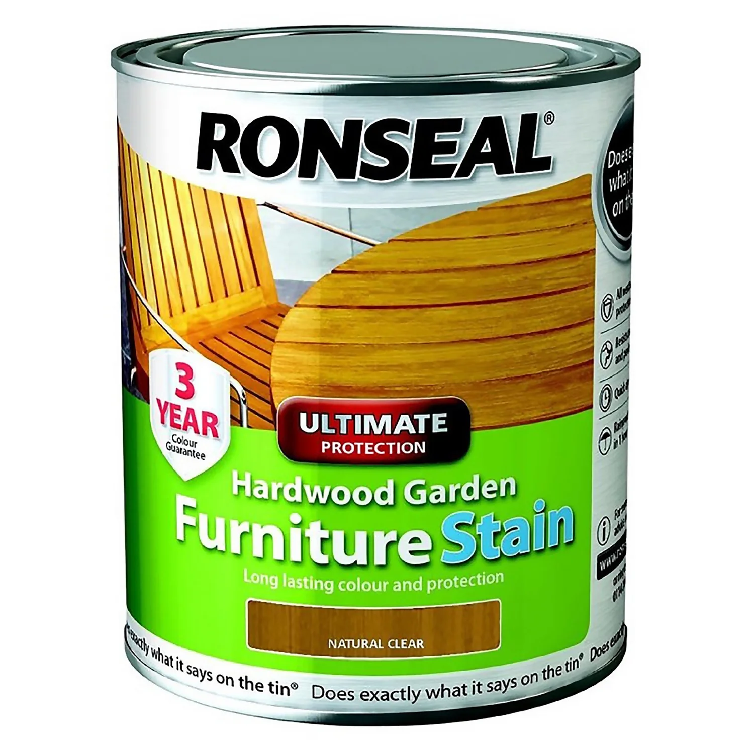 Ronseal Hardwood Garden Furniture Stain Natural - 750ml 1 Ronseal Hardwood Garden Furniture Stain Natural - 750ml