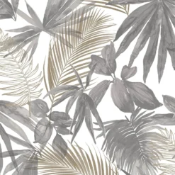 Grandeco Wild Palms Paste The Wall Wallpaper - Charcoal