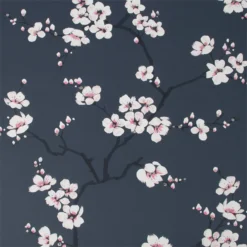 Fresco Apple Blossom Wallpaper - Navy