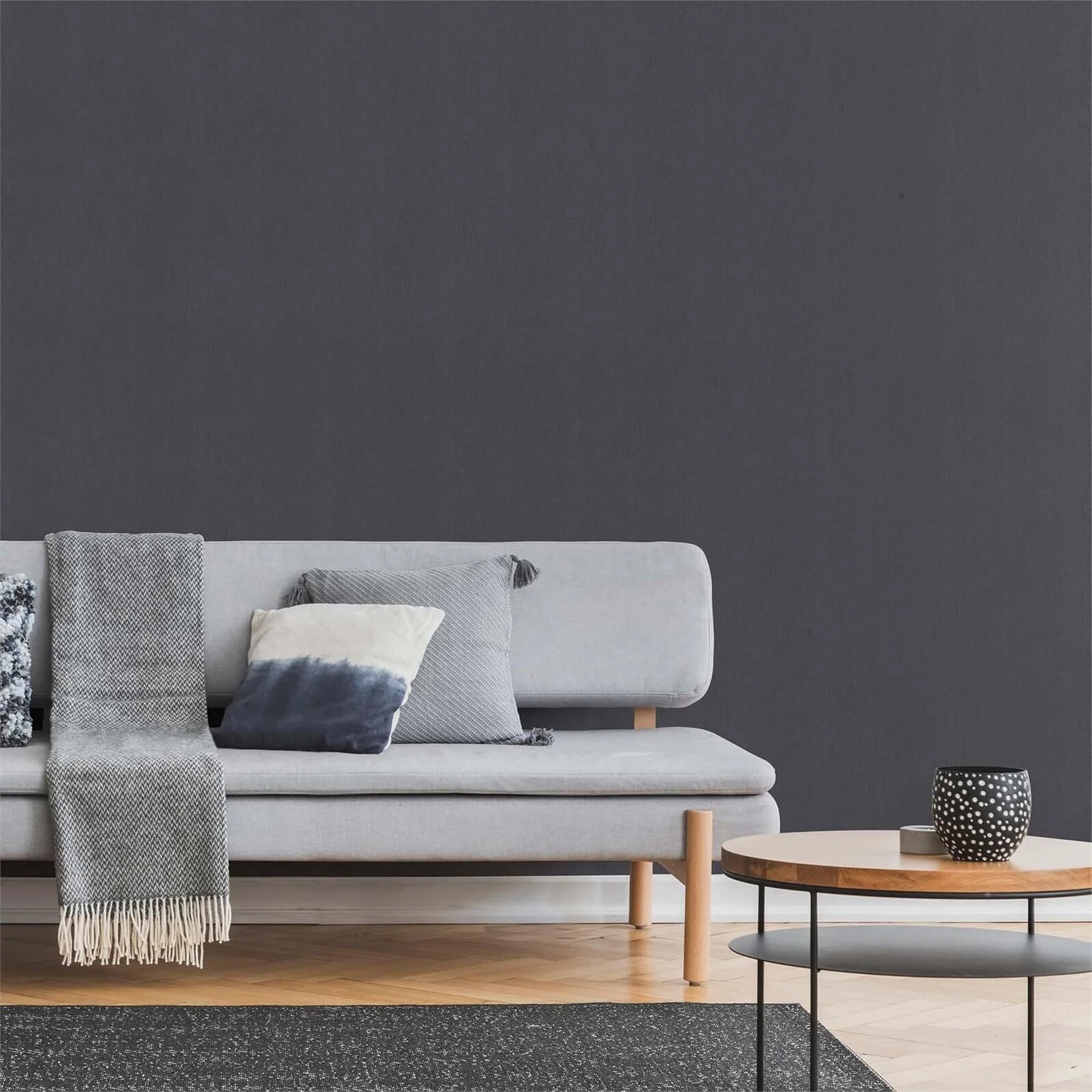 Superfresco Easy Calico Paste The Wall Wallpaper - Charcoal 2 Superfresco Easy Calico Paste The Wall Wallpaper - Charcoal - Image 2