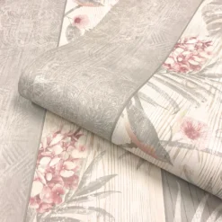 Belgravia Decor Rosa Smooth Fern Panel Blush And Grey Wallpaper -Haris Home Shop 12842228 1164832975511924