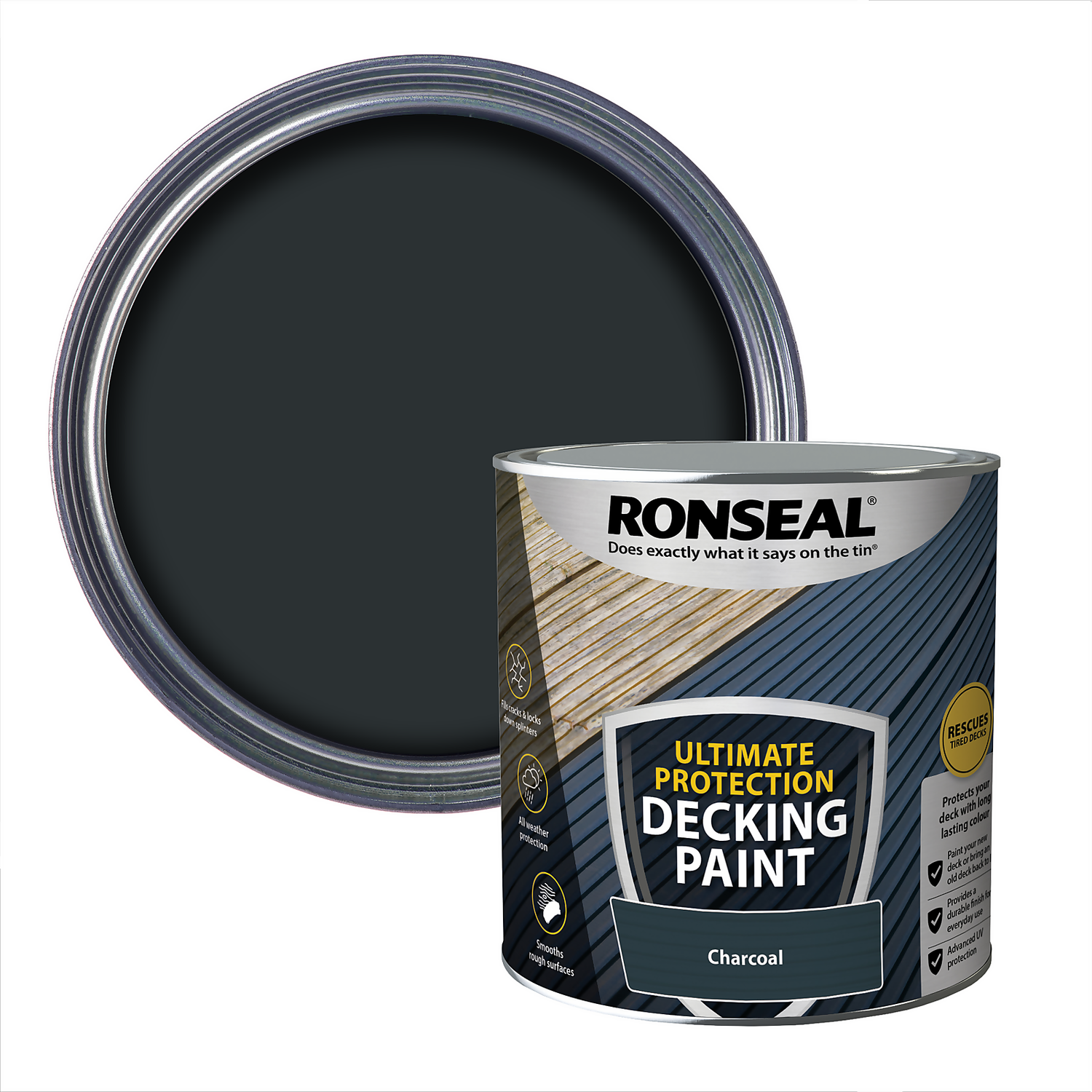 Ronseal Ultimate Protection Decking Paint Charcoal - 2.5L 1 Ronseal Ultimate Protection Decking Paint Charcoal - 2.5L