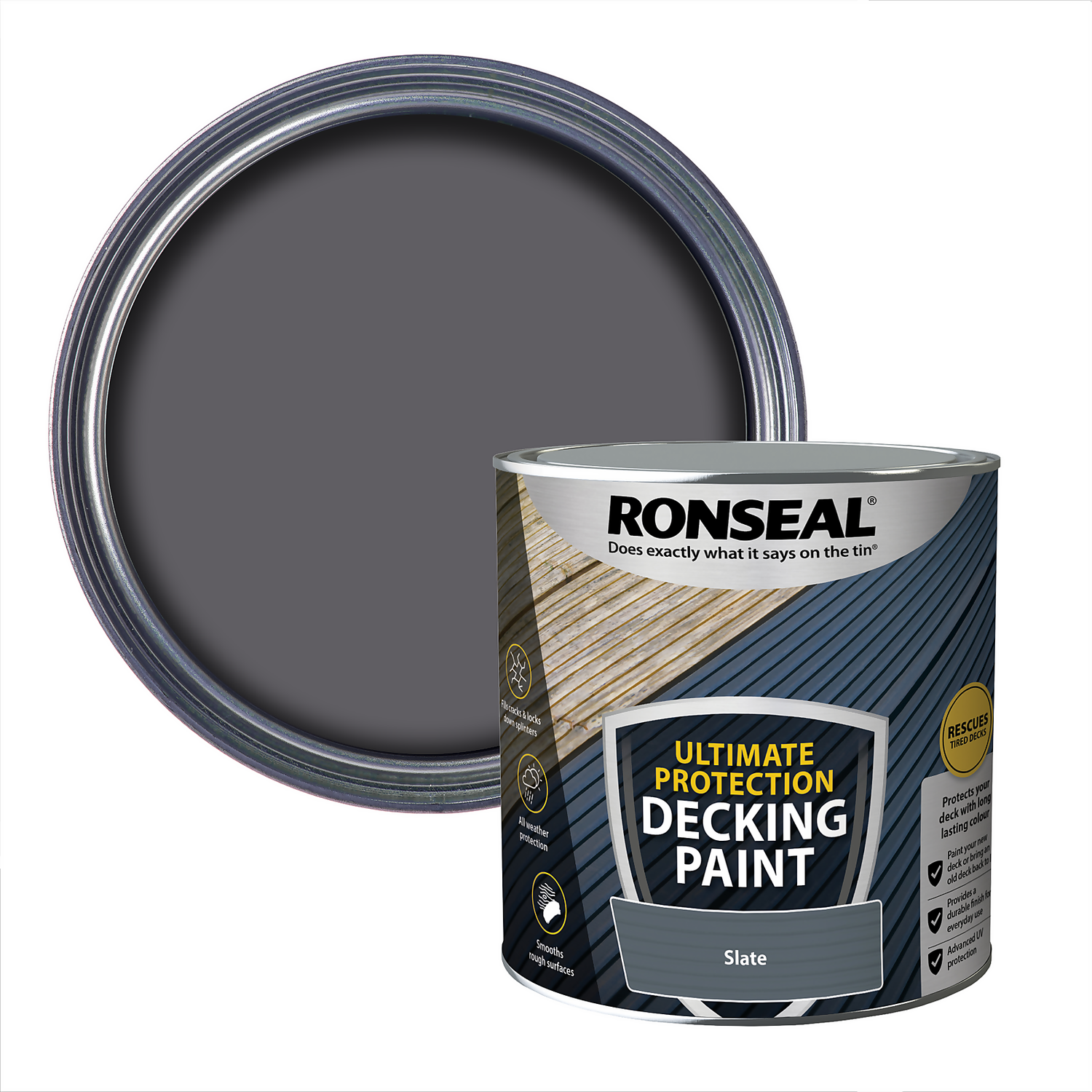 Ronseal Ultimate Protection Decking Paint Slate - 2.5L 1 Ronseal Ultimate Protection Decking Paint Slate - 2.5L
