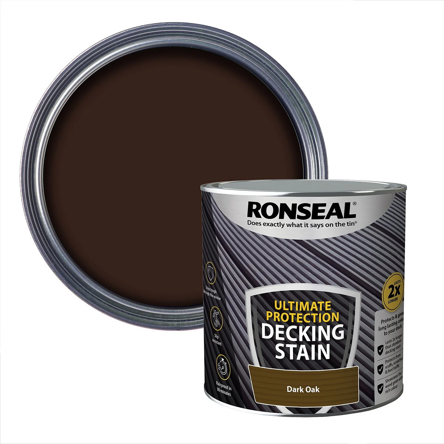 Ronseal Ultimate Protection Decking Stain Dark Oak - 2.5L 1 Ronseal Ultimate Protection Decking Stain Dark Oak - 2.5L