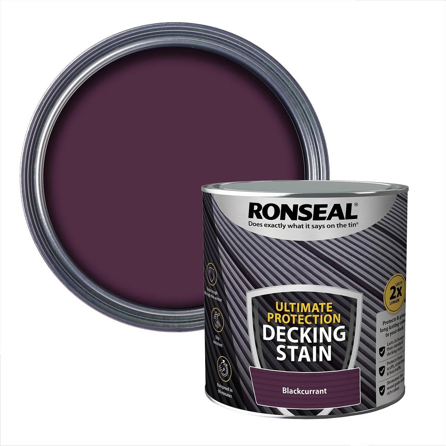 Ronseal Ultimate Protection Decking Stain Blackcurrant - 2.5L 1 Ronseal Ultimate Protection Decking Stain Blackcurrant - 2.5L