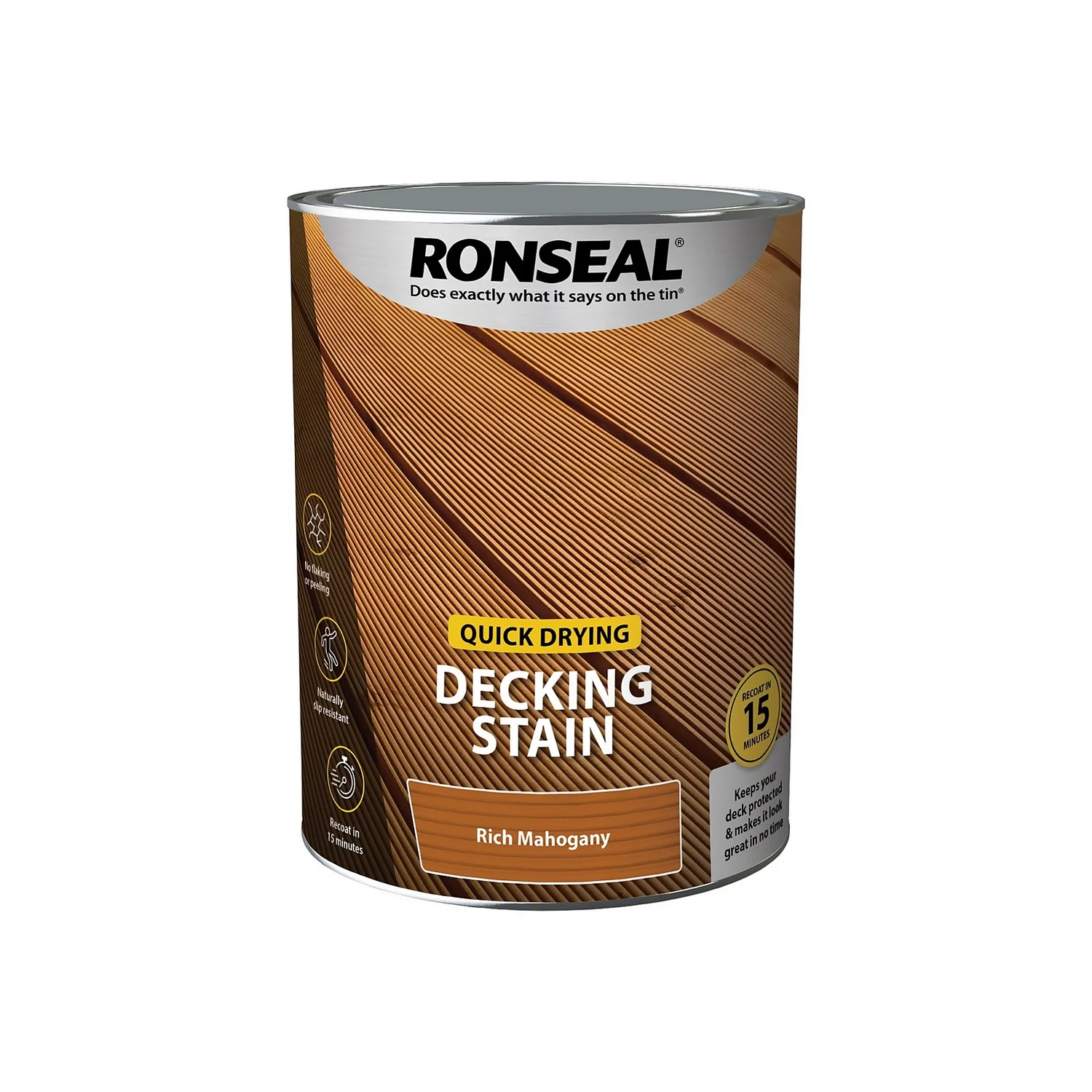 Ronseal Quick Drying Decking Stain Rich Mahogany - 5L 3 Ronseal Quick Drying Decking Stain Rich Mahogany - 5L - Image 3