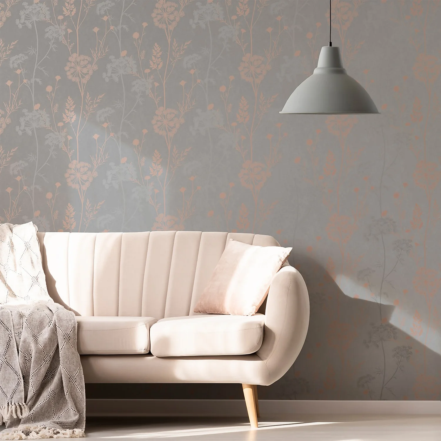 Cow Parsley Grey Rose Gold Wallpaper 2 Cow Parsley Grey Rose Gold Wallpaper - Image 2