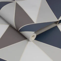 Fresco Apex Geometric Wallpaper - Navy -Haris Home Shop 12913545 3754860449563941