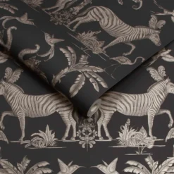 Elephants Charcoal Pale Gold Wallpaper -Haris Home Shop 12913553 9534860660547815