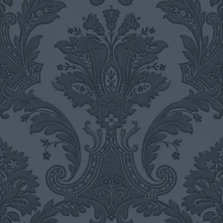 Belgravia Décor Amara Damask Textured Dark Blue Wallpaper