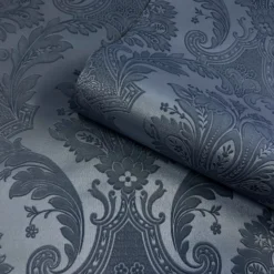 Belgravia Décor Amara Damask Textured Dark Blue Wallpaper -Haris Home Shop 12916630 7894980393964908