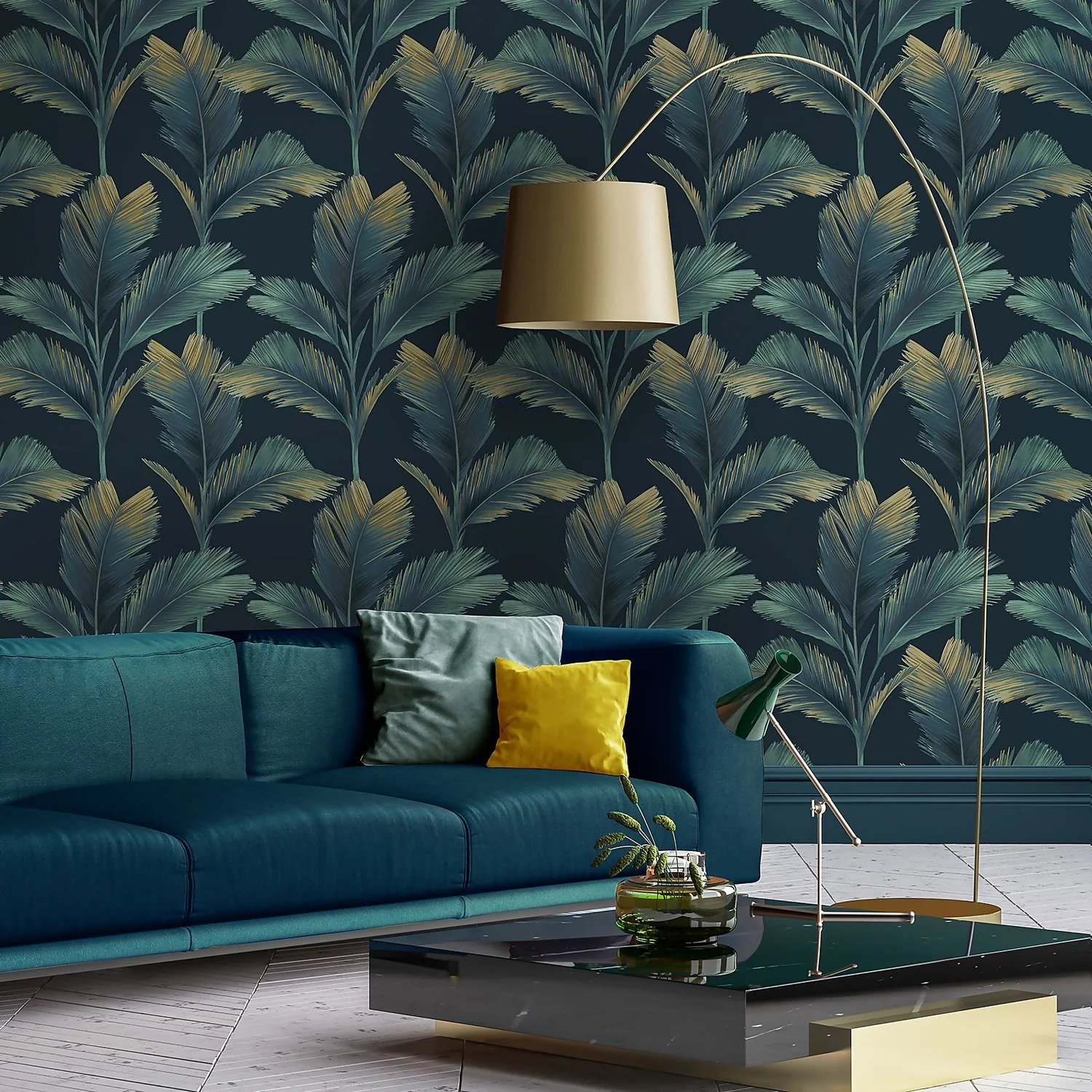 Belgravia Décor Kailani Leaf Blue Wallpaper 2 Belgravia Décor Kailani Leaf Blue Wallpaper - Image 2