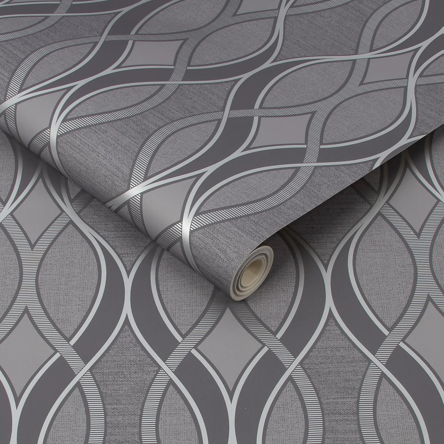 Ribbon Geo Charcoal Wallpaper 3 Ribbon Geo Charcoal Wallpaper - Image 3