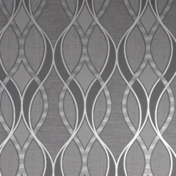 Ribbon Geo Charcoal Wallpaper