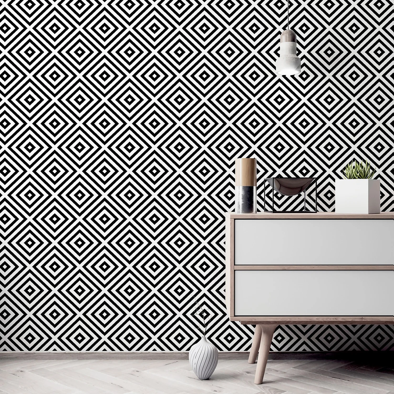 Arthouse Geometric Diamond Mono Wallpaper 2 Arthouse Geometric Diamond Mono Wallpaper - Image 2