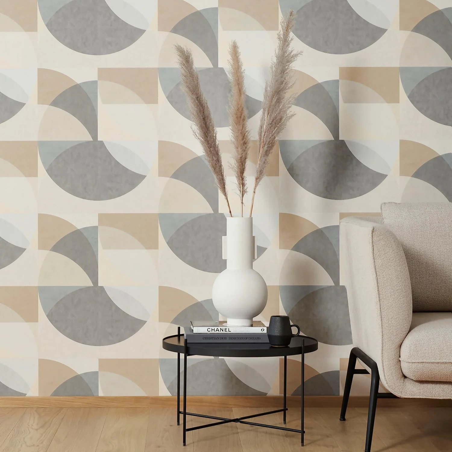 Elle Decoration Geometric Grey Cream Wallpaper 2 Elle Decoration Geometric Grey Cream Wallpaper - Image 2