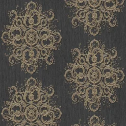 Elle Decoration Damask Brown Wallpaper