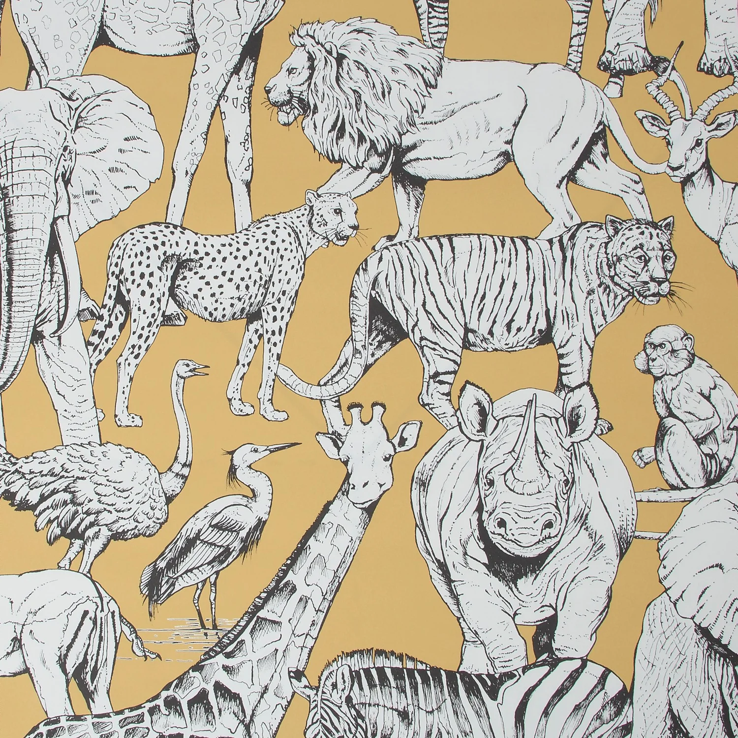 Superfresco Easy Jungle Animals Yellow Wallpaper 1 Superfresco Easy Jungle Animals Yellow Wallpaper