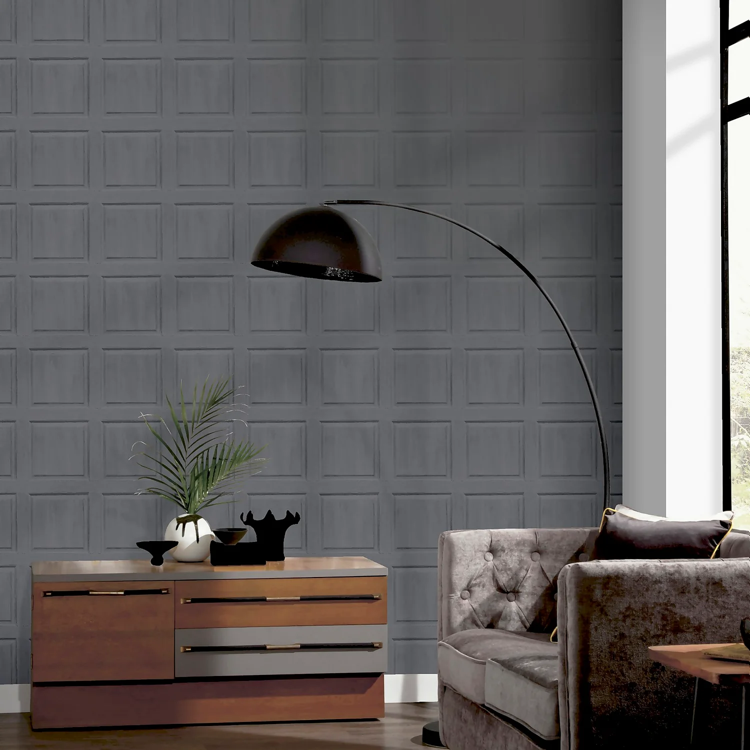 Artistick Washed Panel Charcoal Wallpaper 2 Artistick Washed Panel Charcoal Wallpaper - Image 2