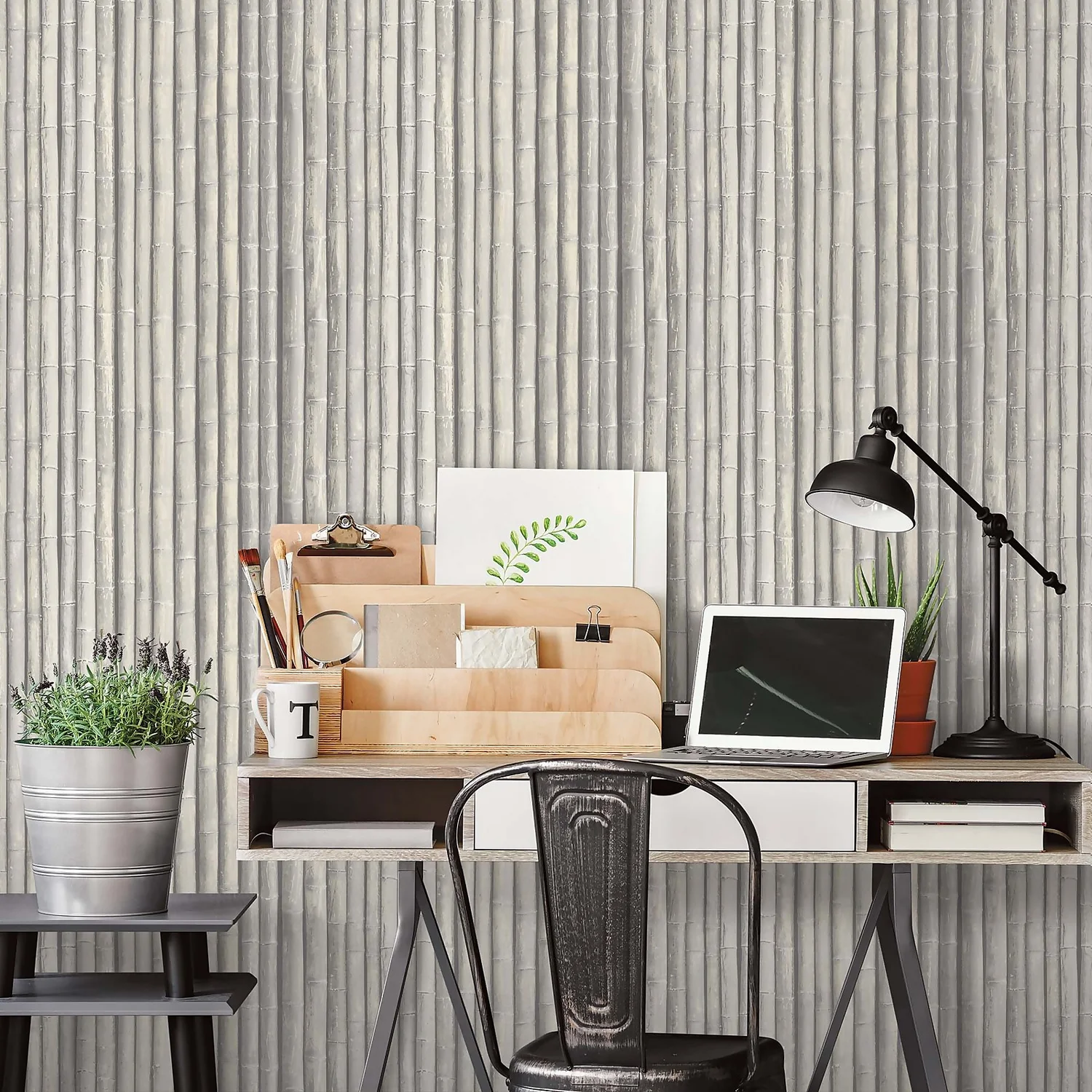 Organic Textures Bamboo Grey Wallpaper Sample 2 Organic Textures Bamboo Grey Wallpaper Sample - Image 2
