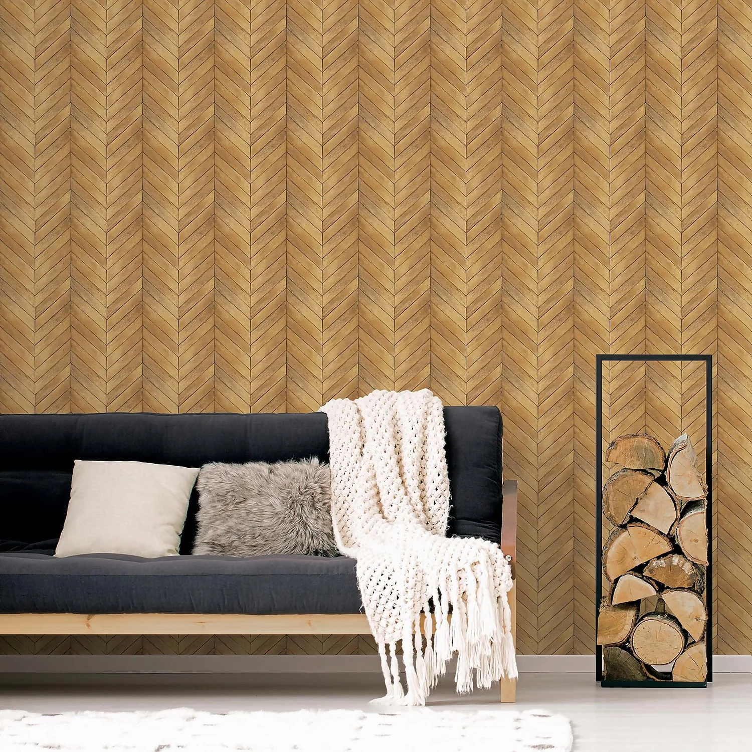 Organic Textures Chevron Wood Warm Brown Wallpaper Sample 2 Organic Textures Chevron Wood Warm Brown Wallpaper Sample - Image 2