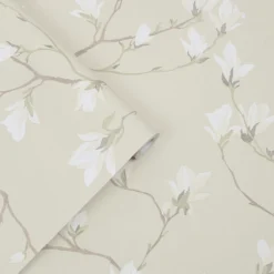 Laura Ashley Magnolia Grove Natural Wallpaper -Haris Home Shop 13135805 4944871508587328