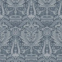 Laura Ashley Heraldic Damask Dusky Seaspray Wallpaper
