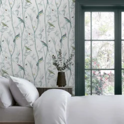Next Chinoiserie Bird Trail Duck Egg Wallpaper -Haris Home Shop 13827396 1754969273859724