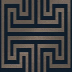 Next Metallic Greek Key Navy Wallpaper