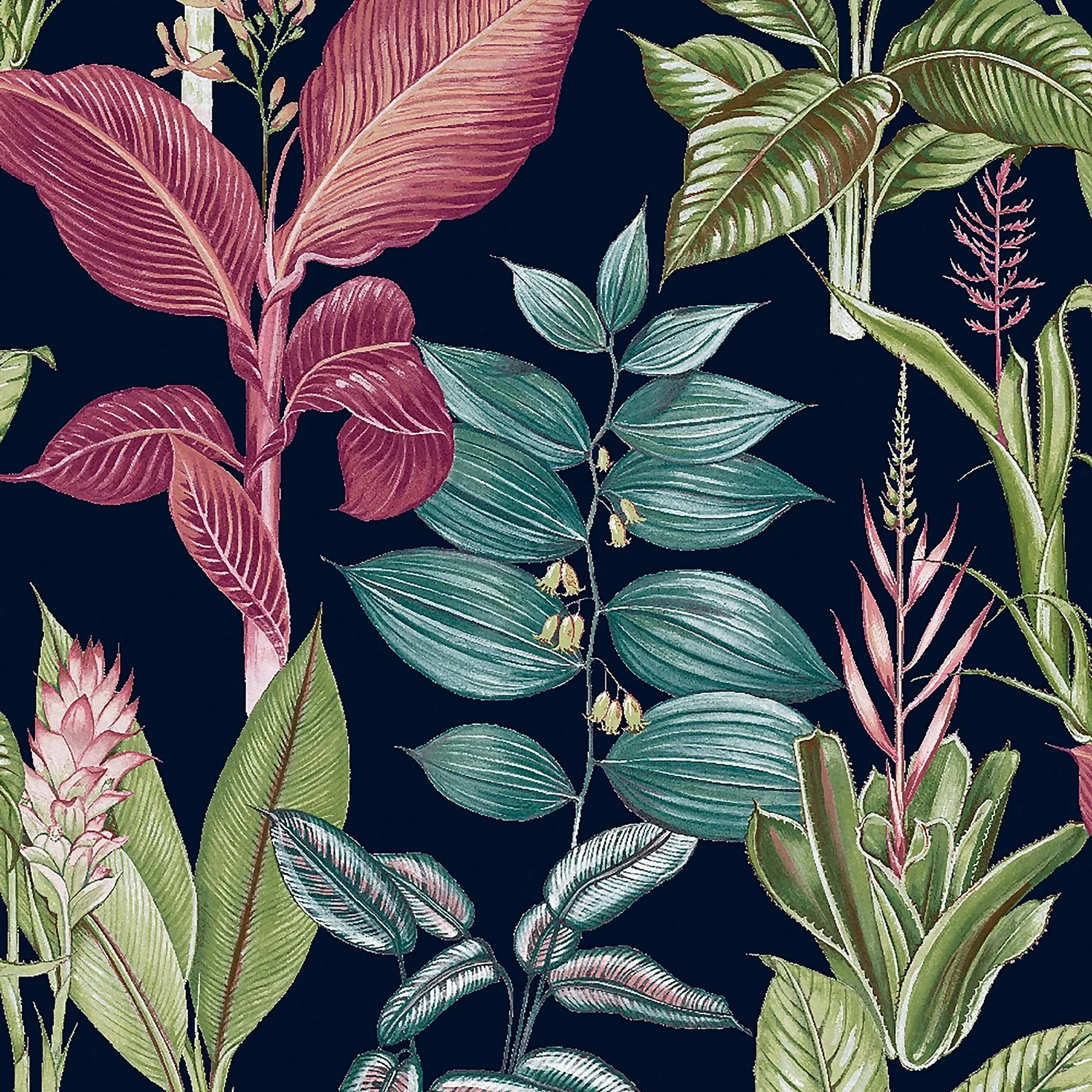 Next Fantasy Rainforest Leaves Navy Wallpaper 1 Next Fantasy Rainforest Leaves Navy Wallpaper