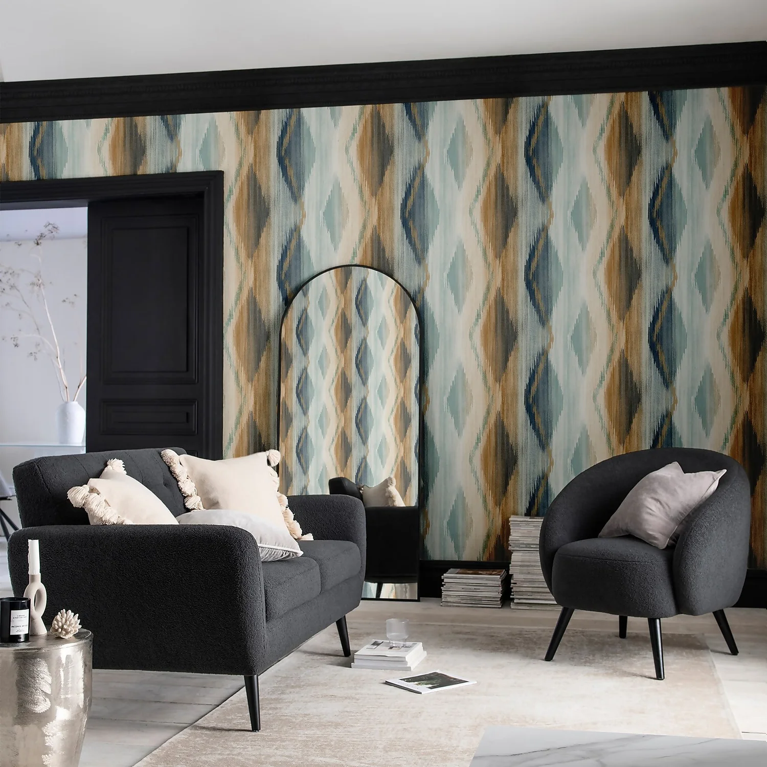 Next Abstract Ikat Orange Wallpaper 4 Next Abstract Ikat Orange Wallpaper - Image 4