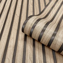 Belgravia Décor Wood Slat Textured Light Oak Wallpaper A4 Size Sample