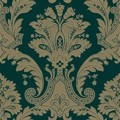 Belgravia Décor Amara Damask Textured Green Wallpaper -Haris Home Shop 13909692 2134981669841406