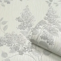 Belgravia Décor Tiffany Fiore Flower Textured Silver Wallpaper