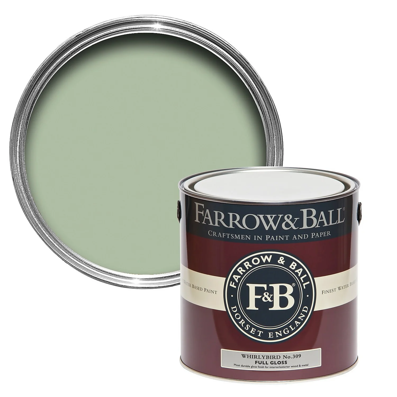 Farrow & Ball Full Gloss Paint No.309 Whirlybird - 2.5L 1 Farrow & Ball Full Gloss Paint No.309 Whirlybird - 2.5L