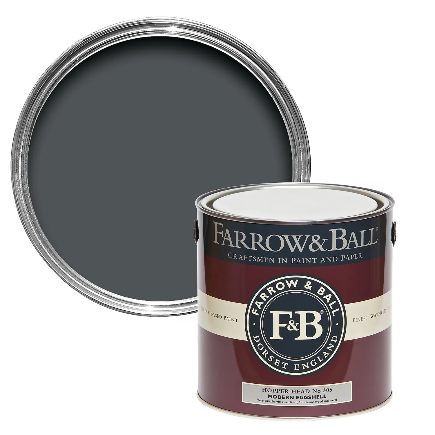 Farrow & Ball Modern Eggshell Paint No.305 Hopper Head - 2.5L 1 Farrow & Ball Modern Eggshell Paint No.305 Hopper Head - 2.5L