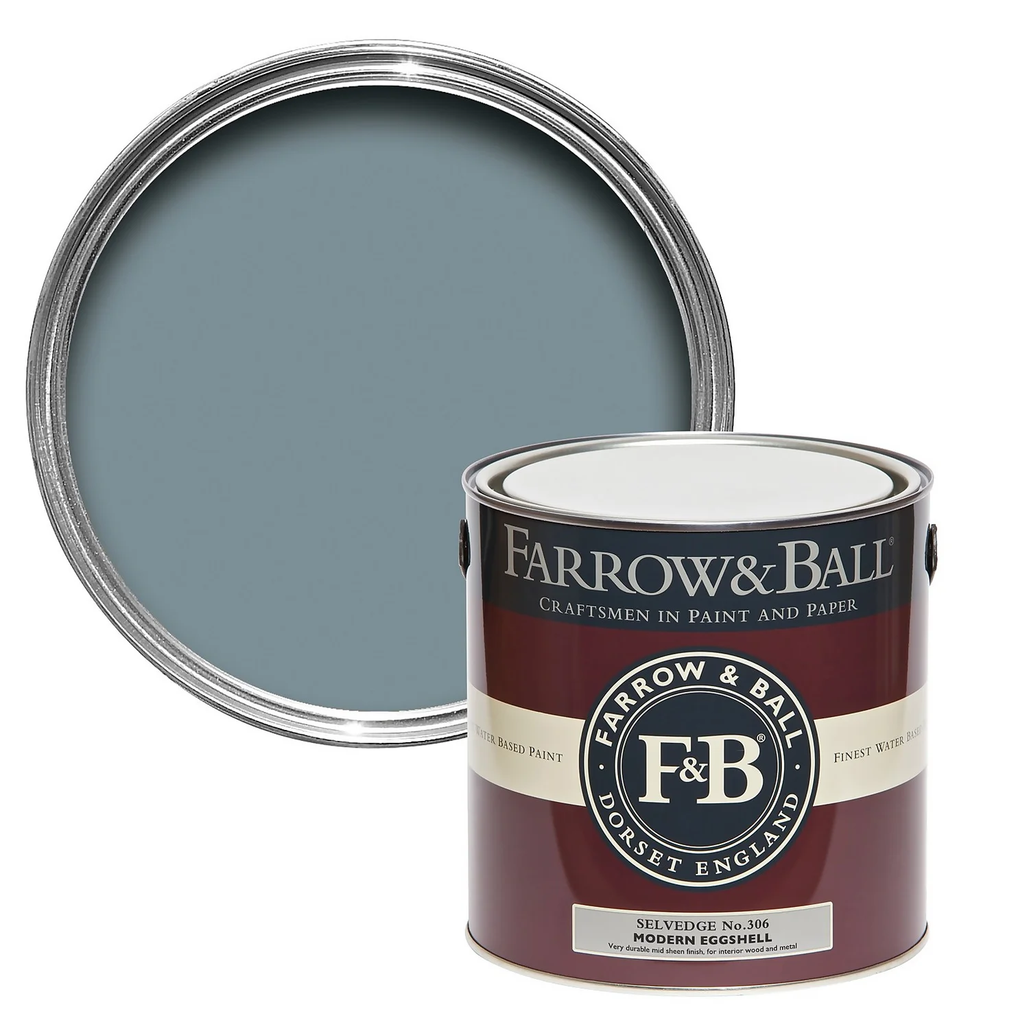 Farrow & Ball Modern Eggshell Paint No.306 Selvedge - 2.5L 1 Farrow & Ball Modern Eggshell Paint No.306 Selvedge - 2.5L
