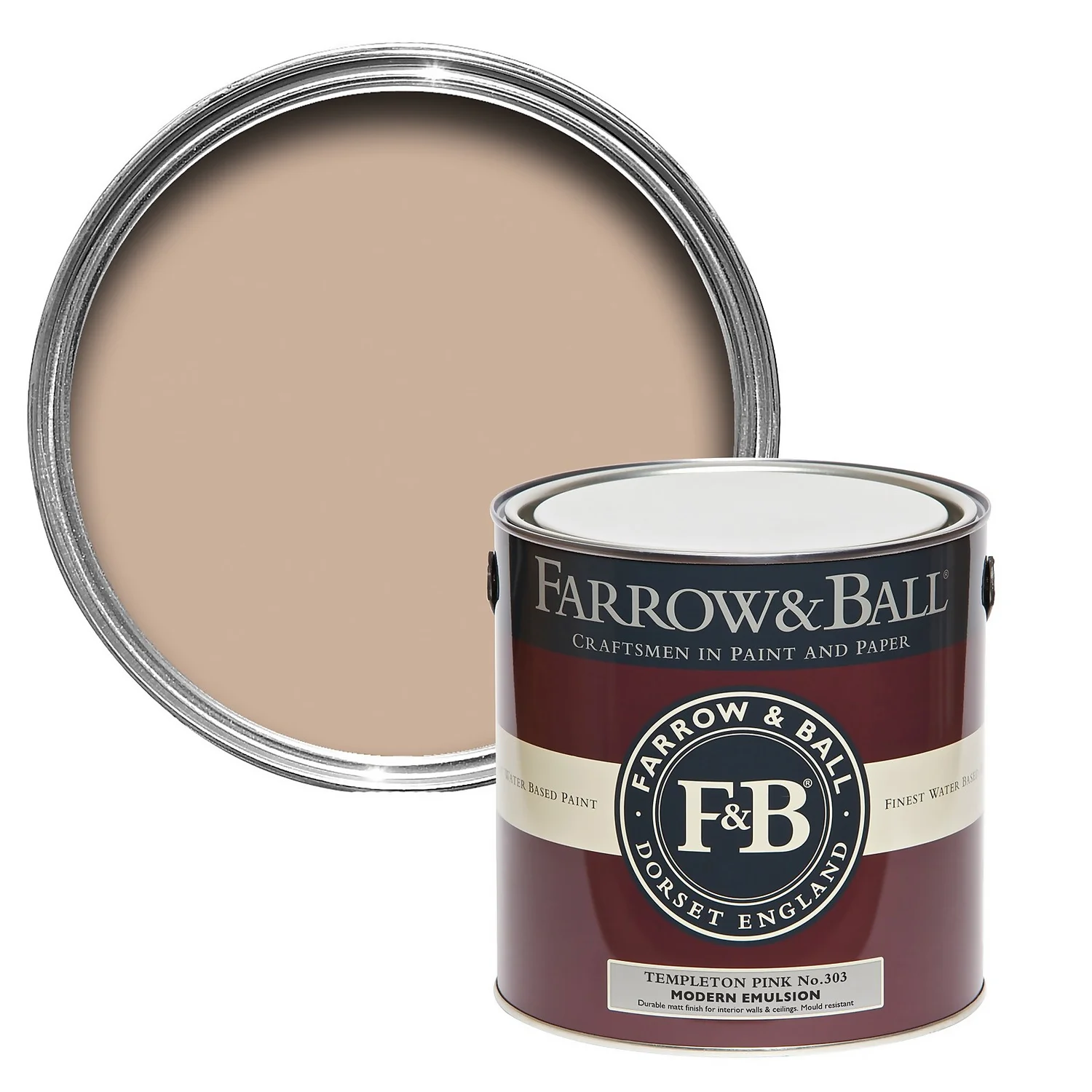 Farrow & Ball Modern Matt Emulsion Paint No.303 Templeton Pink - 2.5L 1 Farrow & Ball Modern Matt Emulsion Paint No.303 Templeton Pink - 2.5L