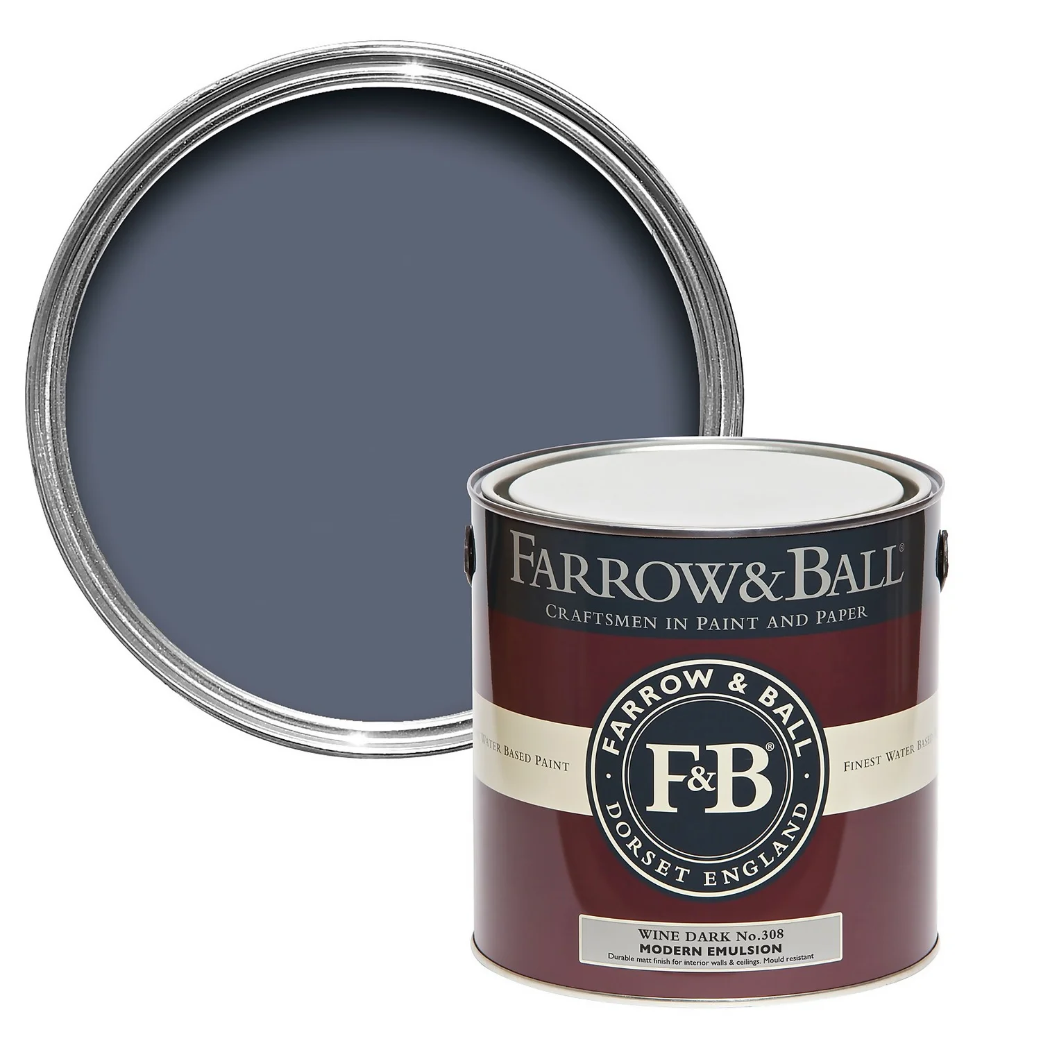 Farrow & Ball Modern Matt Emulsion Paint No.308 Wine Dark - 2.5L 1 Farrow & Ball Modern Matt Emulsion Paint No.308 Wine Dark - 2.5L