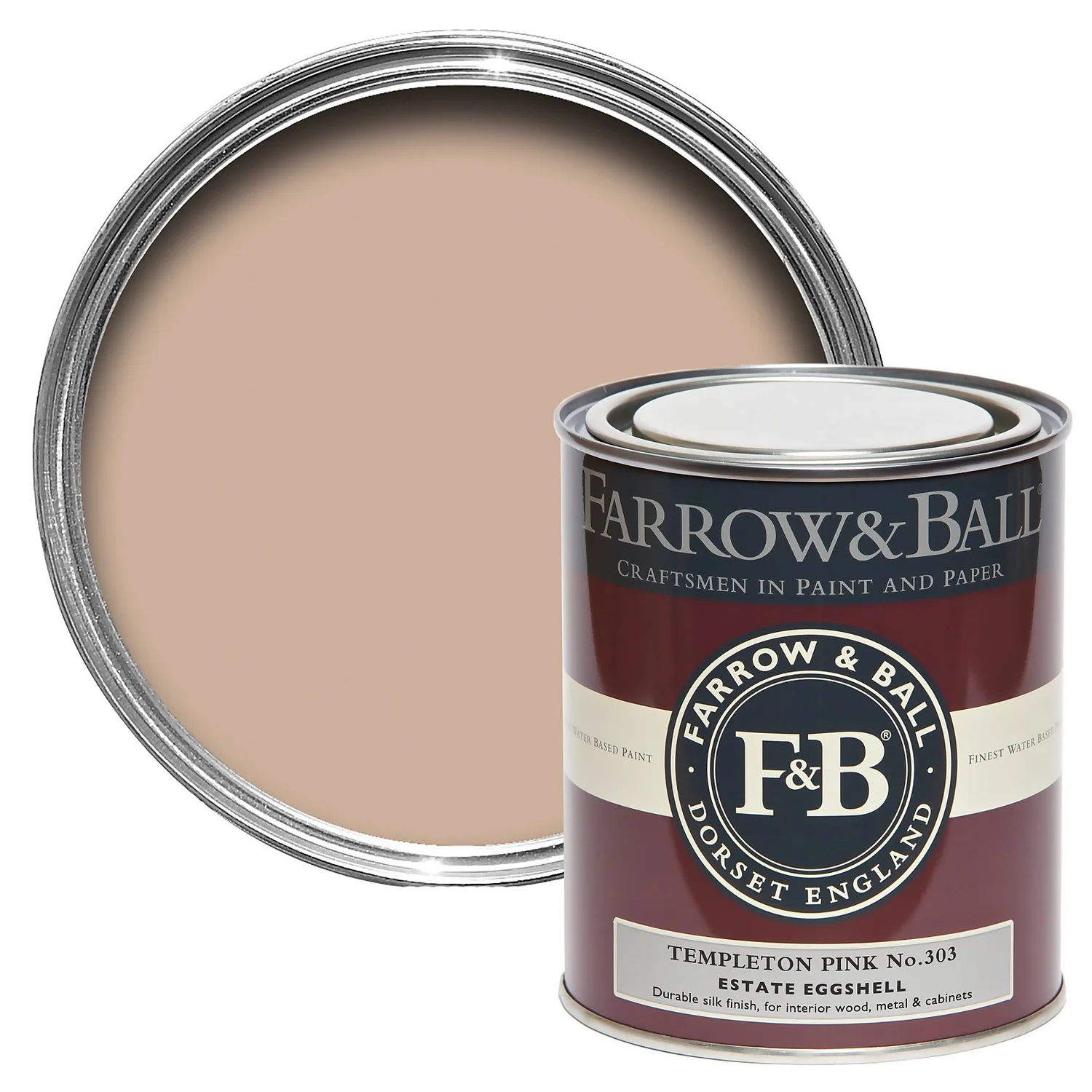 Farrow & Ball Estate Eggshell Paint No.303 Templeton Pink - 750ml 1 Farrow & Ball Estate Eggshell Paint No.303 Templeton Pink - 750ml
